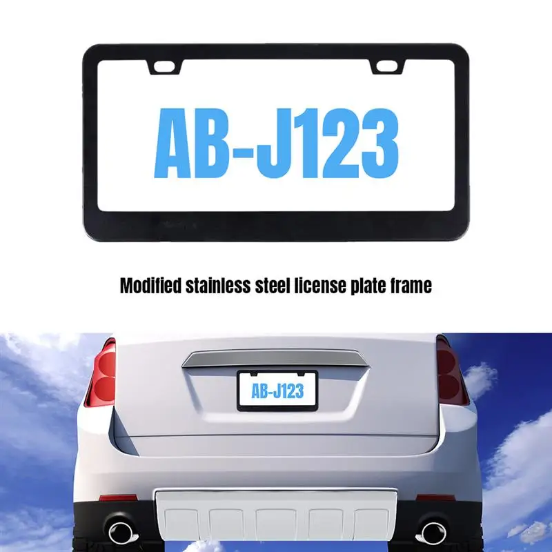 

2pcs License Plate Frame with Black Screw Caps Universal Stainless Steel Car Licenses Plate Covers Holders for US Vehicles Black