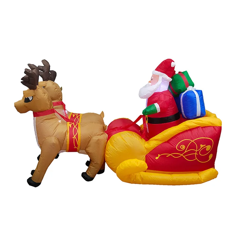 

Рождественский Санта и олень Sleigh надувной светодиодный светящивечерние праздничный реквизит «сделай сам» на Рождество Новый год фонарь дв...