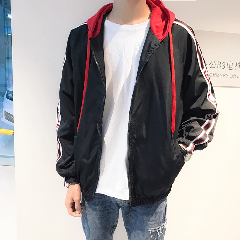 

2020 Autumn New Jacket Men Casual Hooded Windbreakers Patchwork Loose Training Jogging Outerwear Plus Size