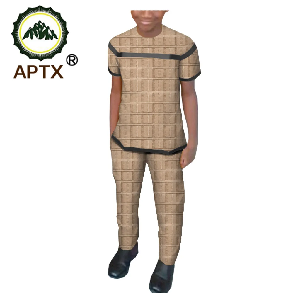 Дашики Арабский Кафтан мужские брюки костюм пэчворк короткий рукав Топ + длинные