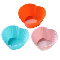10pcsset reusable silicone heart shape cupcake liners non stick muffin baking cups diy cake decorating tools