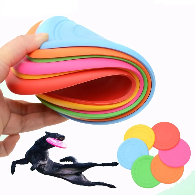 

1pcs Funny Silicone Flying Saucer Dog Cat Toy Dog Game Flying Discs Resistant Chew Puppy Training Interactive Pet Supplies