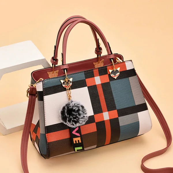ACELURE Trendy Fashion Patchwork Women Crossbody Bags High Quality PU Leather Female Shoulder Bag with Fur Ball Handbag 4 Colors - Цвет: Deep pink
