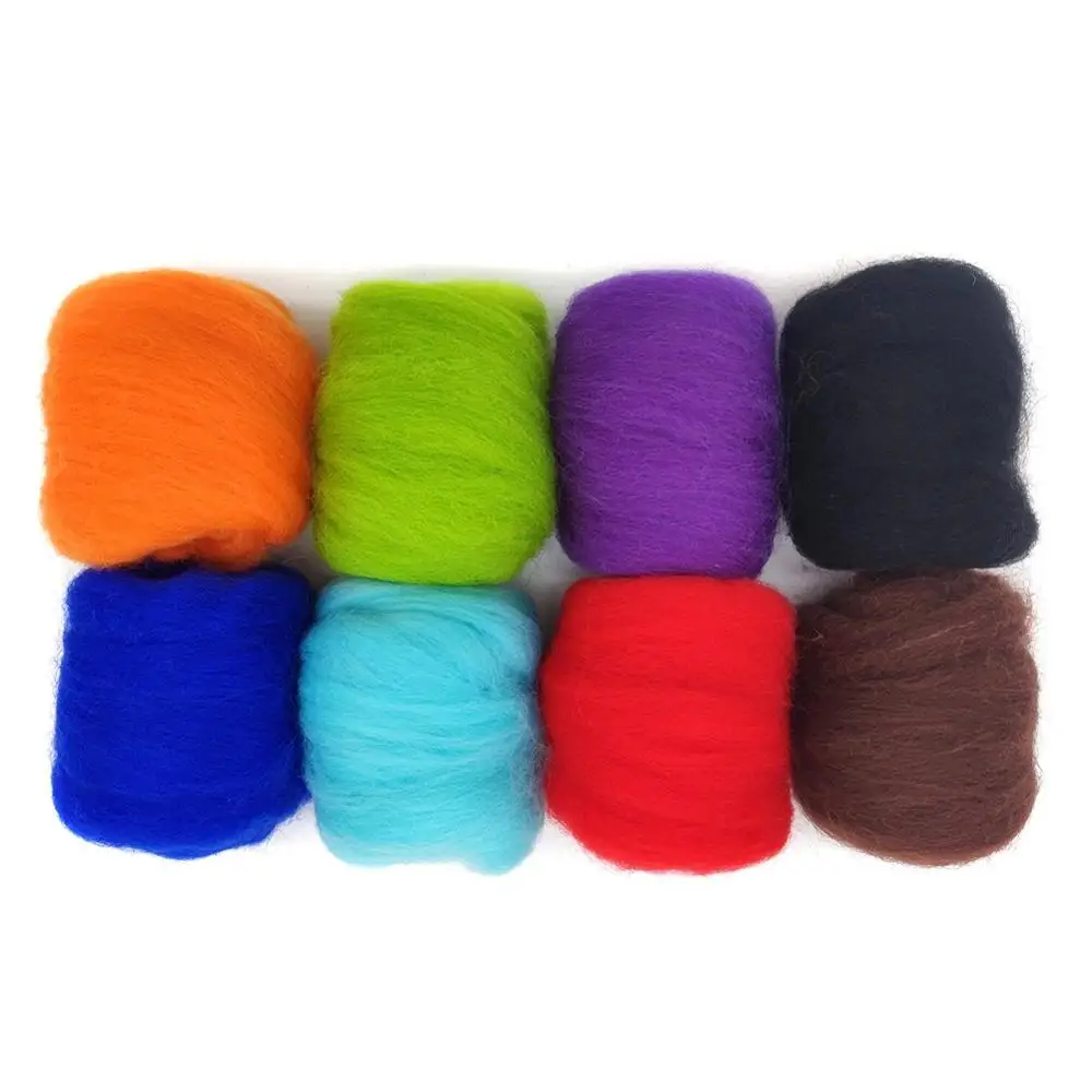 

8 Pack Needle Felting Wool Roving 10g x 8 Color Total 80g Merino Wool 70S (19 Microns) Eco-friendly Natural (NO.10)