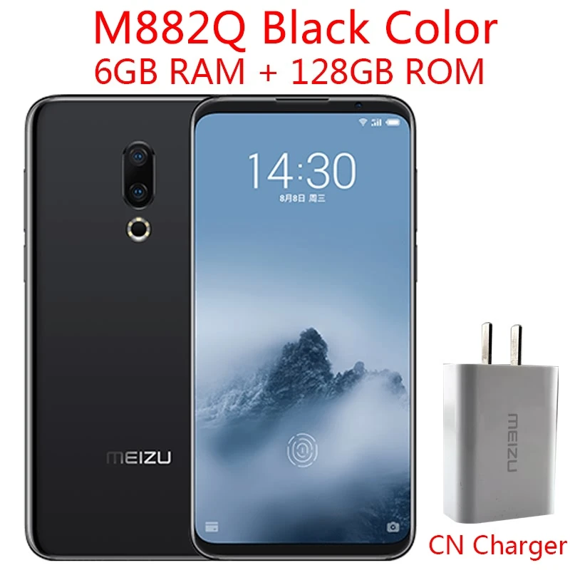 Официальный Meizu 16th, 16 ГБ, 6 ГБ, 64 ГБ, Восьмиядерный процессор Snapdragon 845, 6,0 дюйма, 2160x1080 P, 3010 мАч, батарея, двойная камера заднего вида - Цвет: CN Black  6G 128G