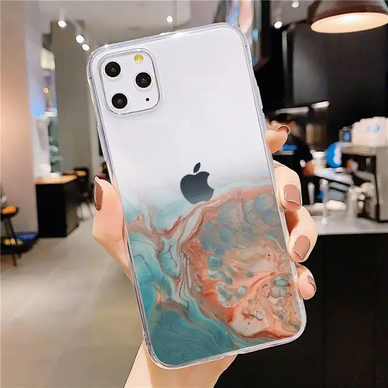 

Marble Gradient Phone Case Transparent soft For iphone 5 5s 5c se 6 6s 7 8 11 12 plus mini x xs xr pro max