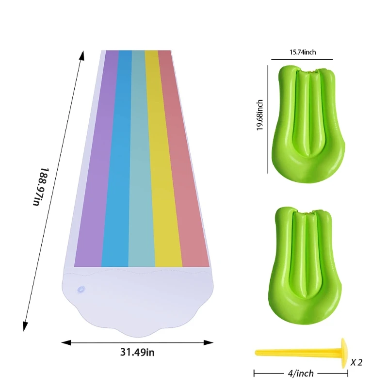 

Backyard Rainbow Water Slide with Inflatable Crash Pad for Kids Play Party Gifts for Boys Girls Sprinkler Water Toys
