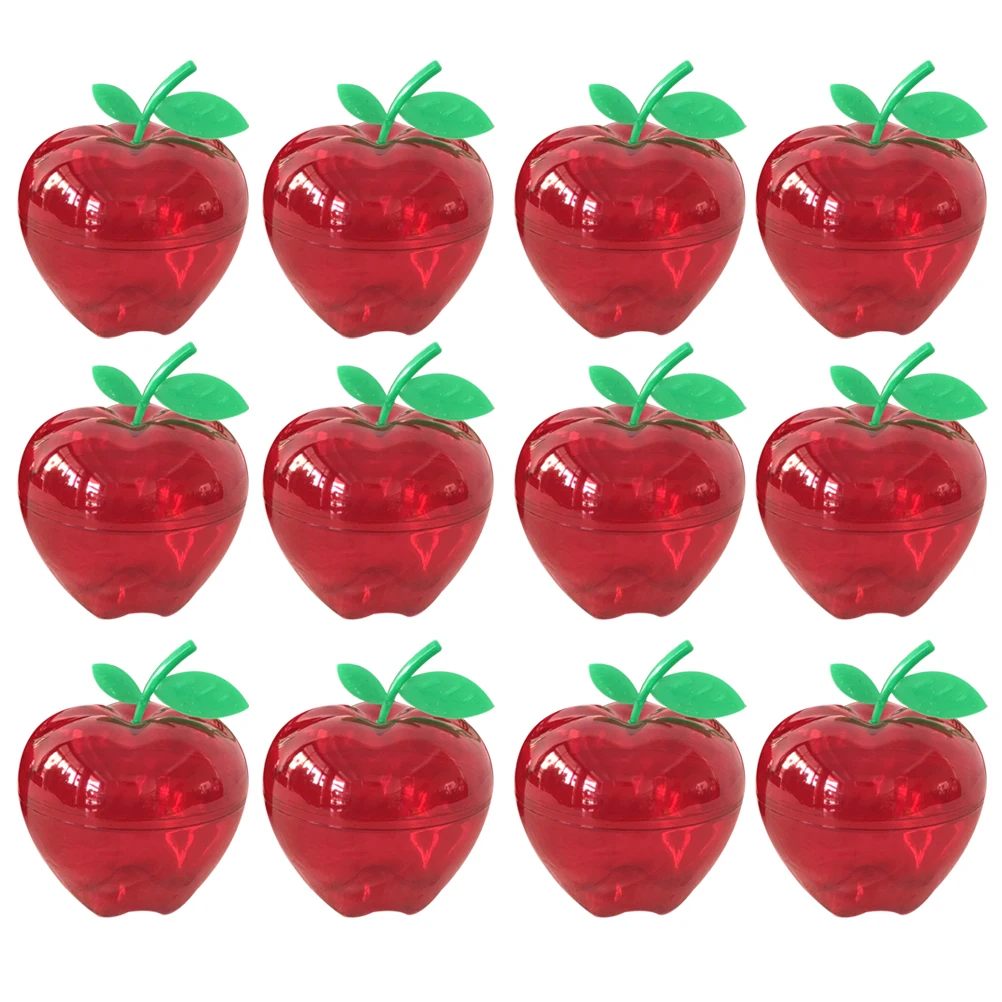 

12pcs Christmas Plastic Apple-shaped Chocolate Candy Box Storage Box Red