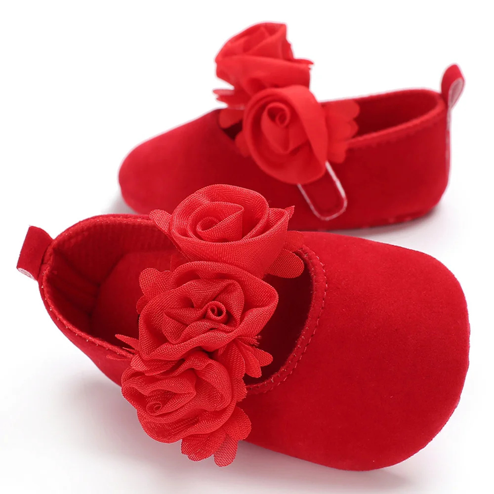Newborn Girls Baby Shoes First Walker Suede Princess Lace Flower Toddler Soft Soled Non-slip Crib Shoe Moccasins |