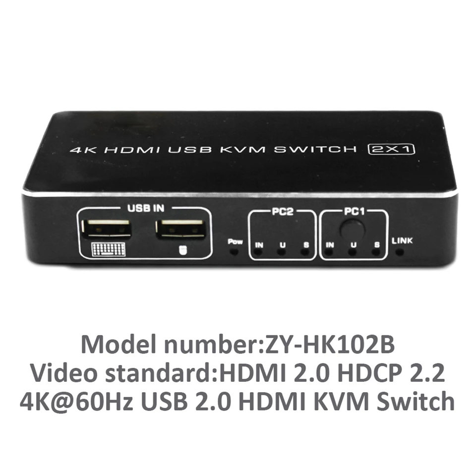 4K 60 Гц KVM переключатель HDMI 2 порта HDMI KVM переключатель USB ПК компьютер KVM переключатель клавиатура мышь переключатель коробка для ноутбука, PS4, Xbox