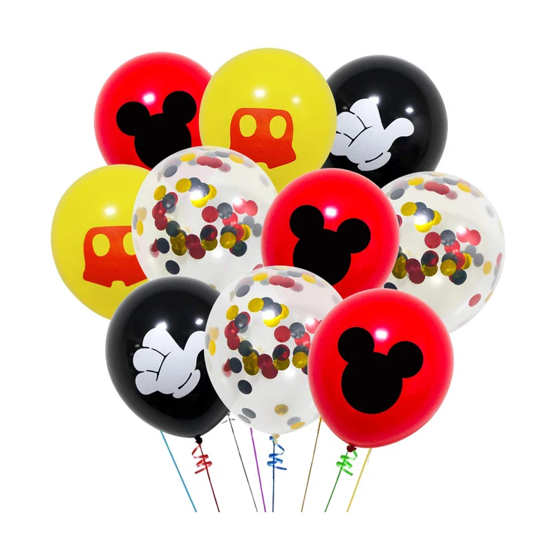 

10pcs 12Inch Mickey Mouse Latex Balloons Red Black Yellow Mickey Color Confetti Balloons Kit For Baby shower Birthday Party