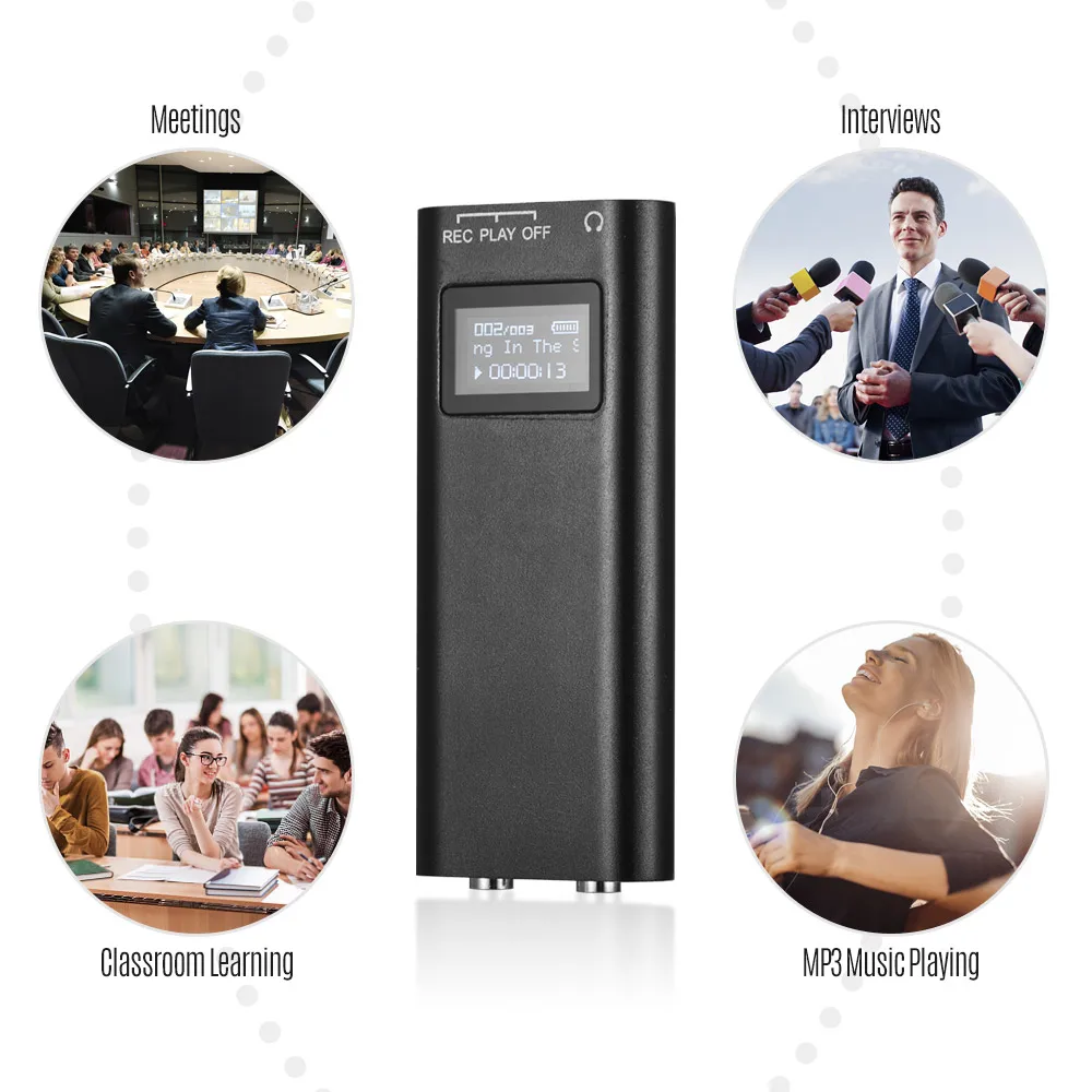 Mini Portable 8GB Recording Digital Voice Recorder MP3 Player Audio Sound Dictaphone Activated Device with Noise |