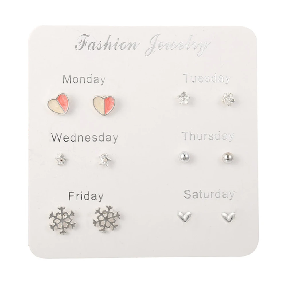 Женские серьги-гвоздики из искусственного камня 6 пар | Украшения и аксессуары