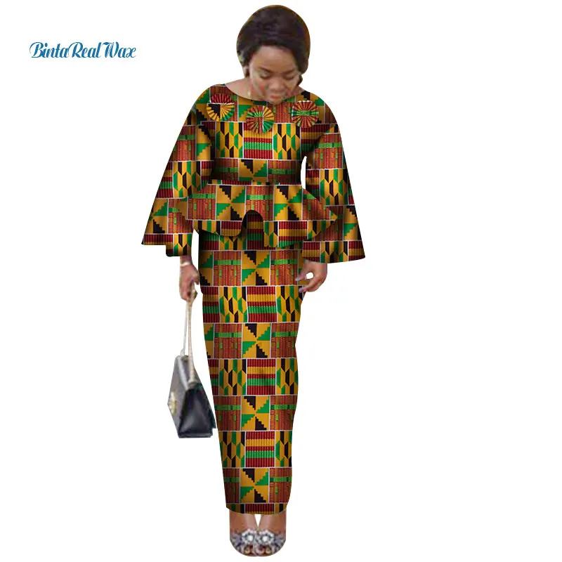 Женский комплект с юбкой и топом Bazin Riche из 2 предметов цветочным принтом оборками