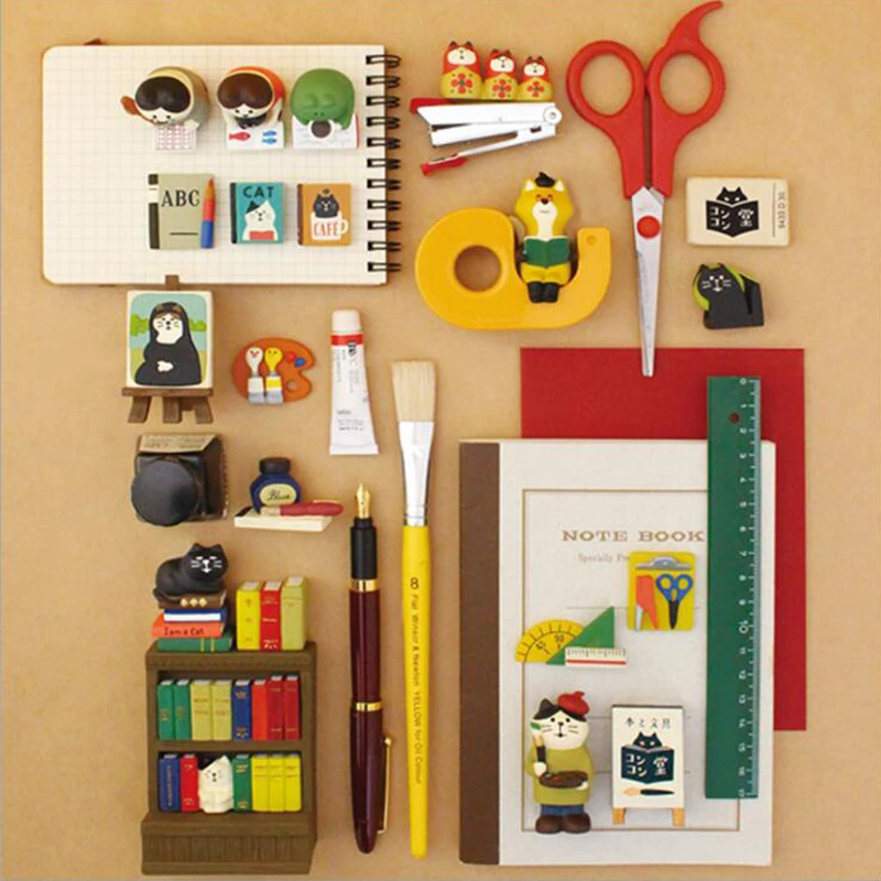 

Cat And Fox Curator Fairy Tale Series Family Study Creative Small Ornaments Cartoon Toys Enlightenment Education Home Decoration