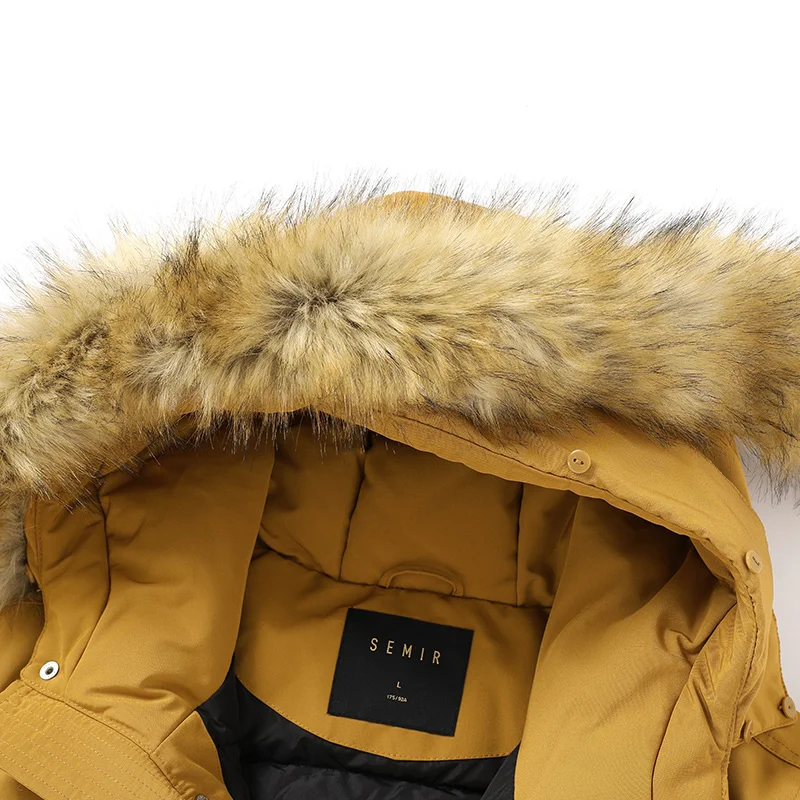 Парка SEMIR Мужская зимняя длинная хлопковая парка с меховым воротником и капюшоном непродуваемая теплая