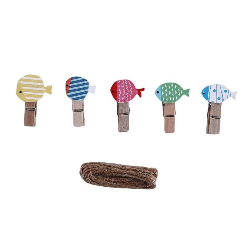10 шт./компл. мультфильм Тропические рыбы шпагат деревянный зажим мини сосны