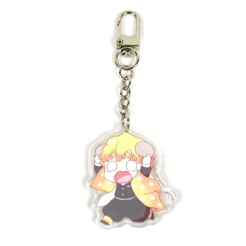 

Cute Demon Slayer Kimetsu No Yaiba Q Version Characters Keychain Cartoon Printed Acrylic Key Chain Anime Bag Decoration Key Ring