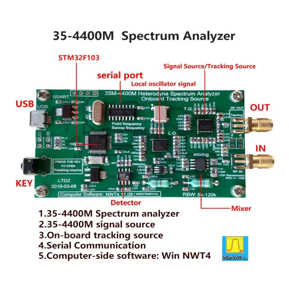 

USB LTDZ 35-4400M Spectrum Signal Source Spectrum Analyzer with Tracking Source
