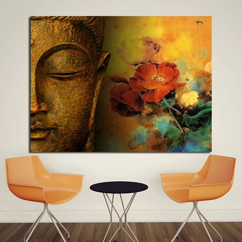 Картина на холсте с изображением Будды настенный Минималистский плакат и печать