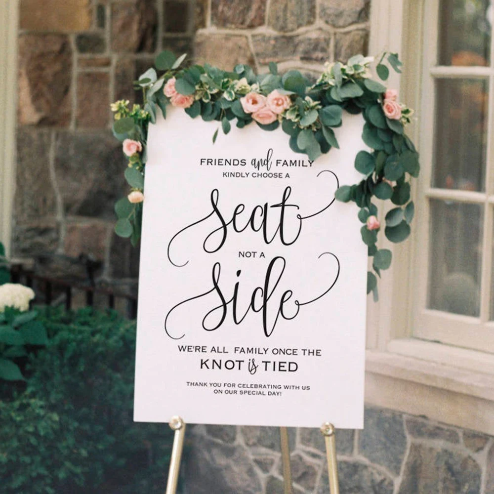 

Choose a Seat not a Side Sign Vinyl Decals Wedding Welcome Sign Wall Stickers Removable Art Mural Modern Decoration A417
