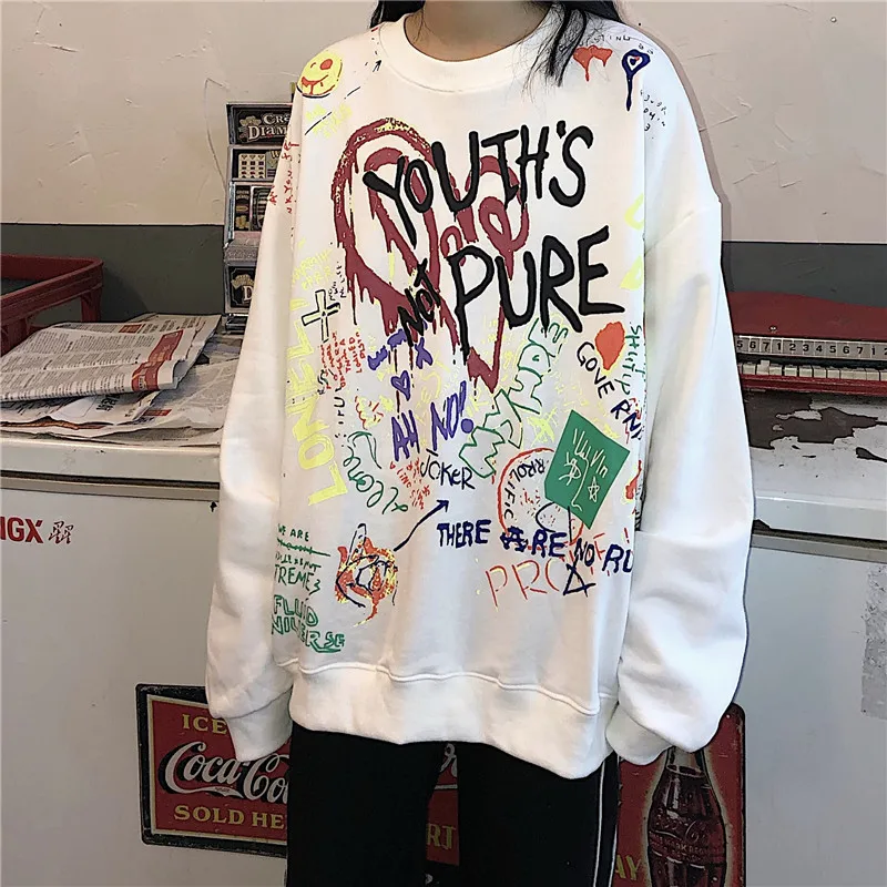 

Autumn Women oversized Sweatshirts ricard essentials hoodie Print O-Neck Loose Clothes Female Harajuku Pullovers Kawaii Y2k Tops