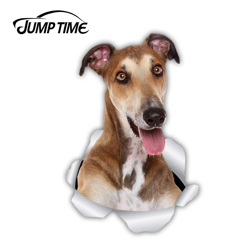 Прыгать время 13 см x 8 6 Happy собака Грейхаунд Стикеры 3D ПЭТ Графический виниловые