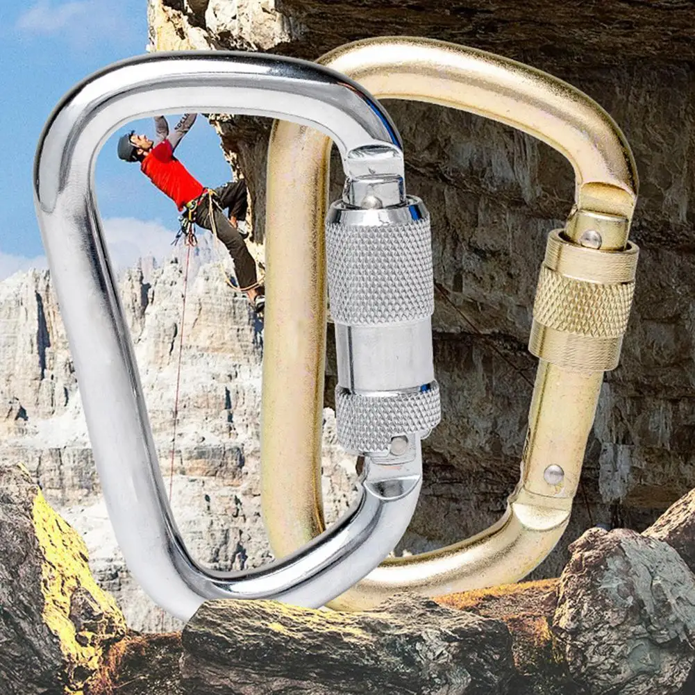 

D-shaped carabiner high load-bearing 45KN high tension safety steel buckle outdoor rock climbing mountaineering equipment