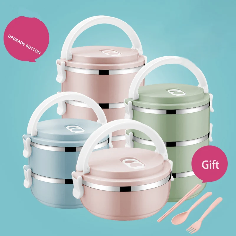 GURET 2/3/4 Слои Термальность Еда бенто ланч бокс Портативный Нержавеющая сталь
