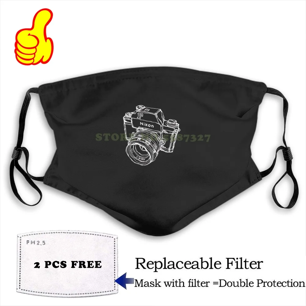 Маска для лица Nikon F Классическая пленка камеры иллюстрация белый темных цветов