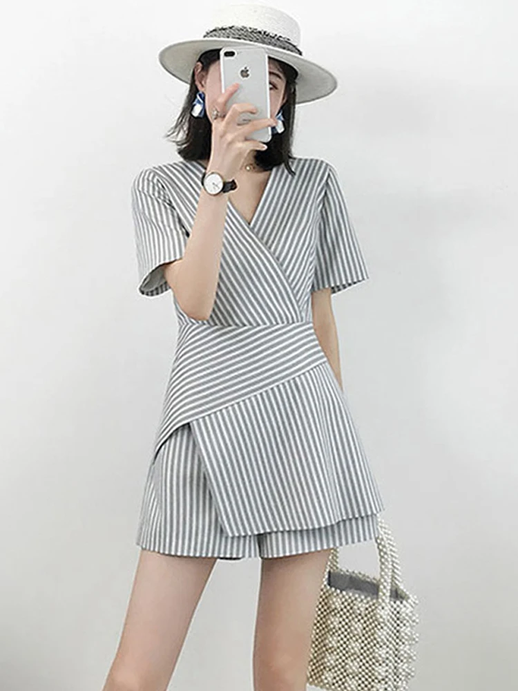 

2020 полосатый комбинезон, Женский облегающий повседневный комбинезон, женские летние широкие шорты 20200522