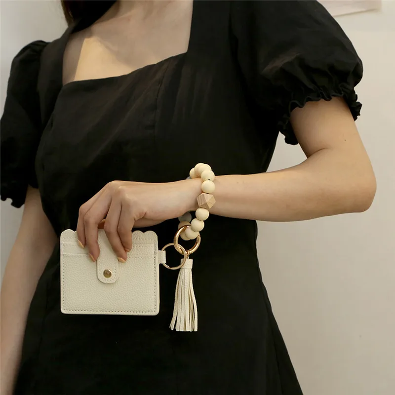 Лидер продаж 2021 многофункциональный брелок с деревянными бусинами кольцо для