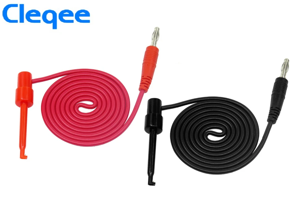 

NEW Cleqee P1039 1Set 4pcs 4mm Banana Plug to Test Hook Clip Test Lead Cable For Multimeter