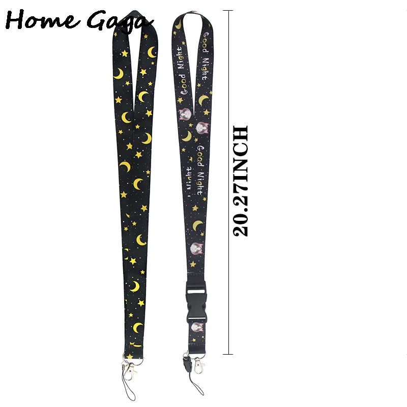 Homegaga Star Moon Cat Print Phone Neck Strap Cartoon Lanyards for Keys USB Camera Whistle Cute ID Badge Holders Hang Rope D2780 | Дом и сад