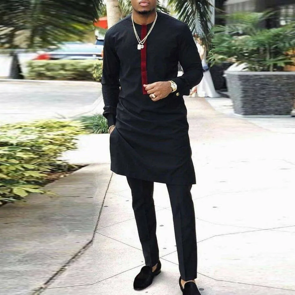 

Men's Fashion Classic Handsome Suit Spring And Autumn Linen Trousers Long Sleeve Black Casual Commuter Shirt Suit