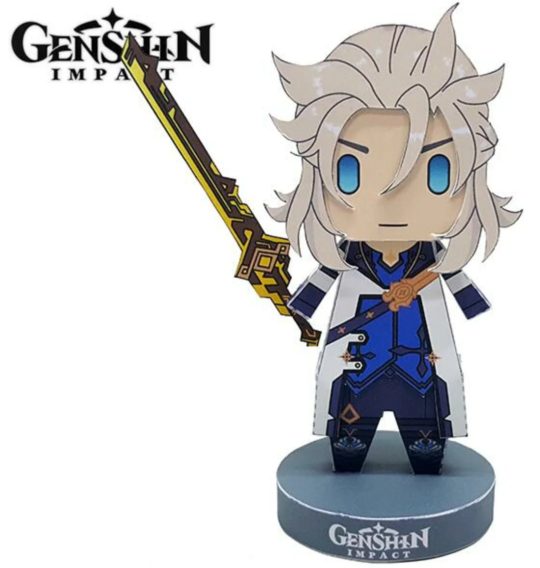 Фото DIY 3D бумажная модель Аниме игра Genshin ударный персонаж фигурка стенд модель пластина дилук чонгюнь Мини милый стоячий знак подарки №2
