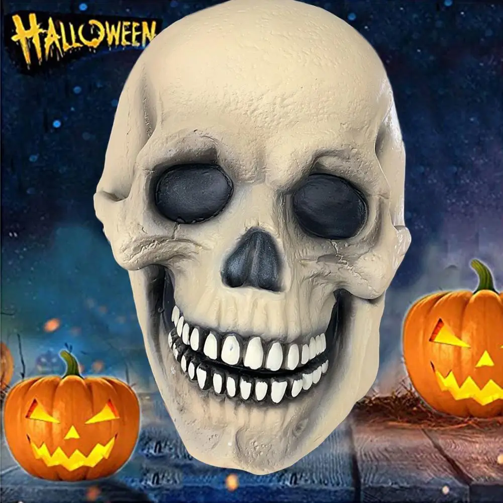 

Full Head Skull Mask/Helmet With Movable Jaw,Skull Mask,Call F Duty Mask Entire Head Realistic Latex Helmet, Scary Skeleton