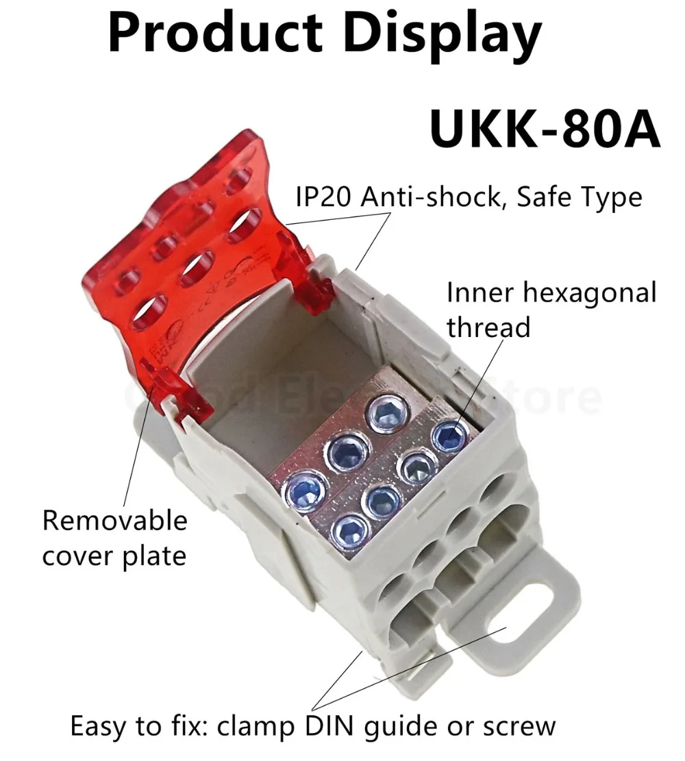 1 шт. UKK80A UKK125A UKK160A UKK250A UKK400A UKK500A Соединительный клеммный блок 1 во многих из din-рейку распределительная коробка ukk-80a