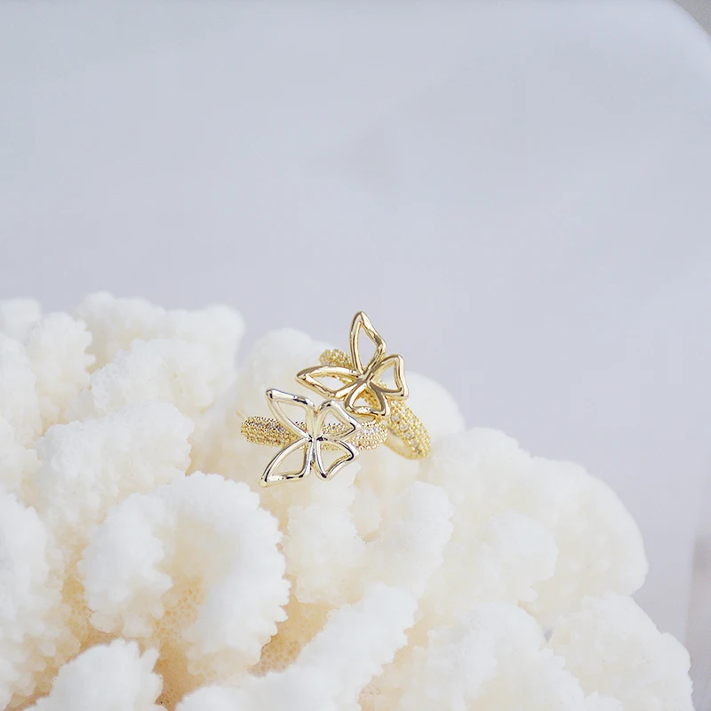 

2021 New Arrive Popular Design 14K Real Gold Temperament Butterfly Earrings for Women Charm Zirconia Stud S925 Silver Needle Hot