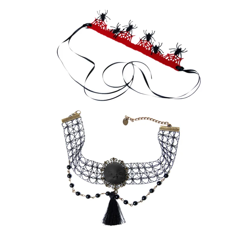 Готическое ожерелье с головой ведьмы товары для Хэллоуина искусственным