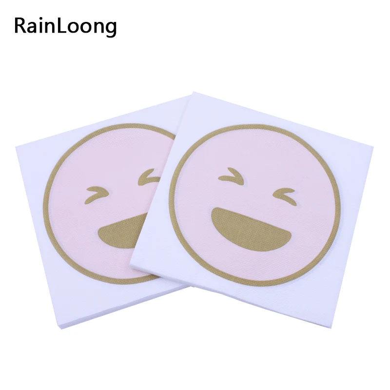 [RainLoong] принт бледно розового цвета со смайлом с рисунком бумажные салфетки