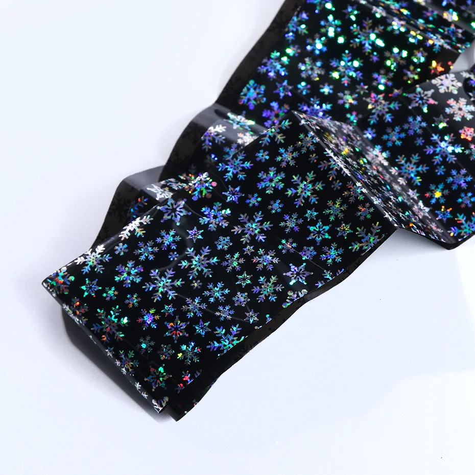 Рождественские снежинки Голографическая фольга на ногти 100 см дизайн ногтей переводная фольга рулоны наклейки бумажные обертывания зимние украшения TRXK94-95
