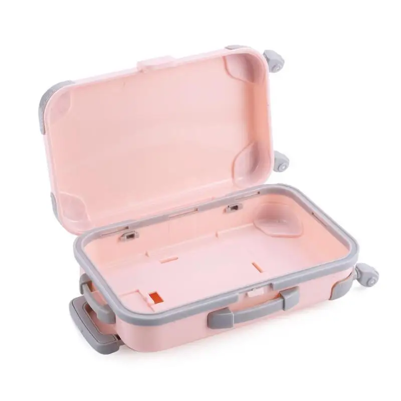 Mini Plastic Suitcase Luggage Play Miniature Dollhouse Toys Travel Girl Doll Accessory Toys for Children Birthday Christmas Gift