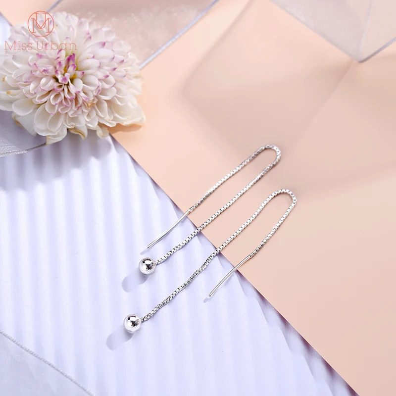 Новое поступление миниатюрные серьги-гвоздики с цепочкой и шариками модные