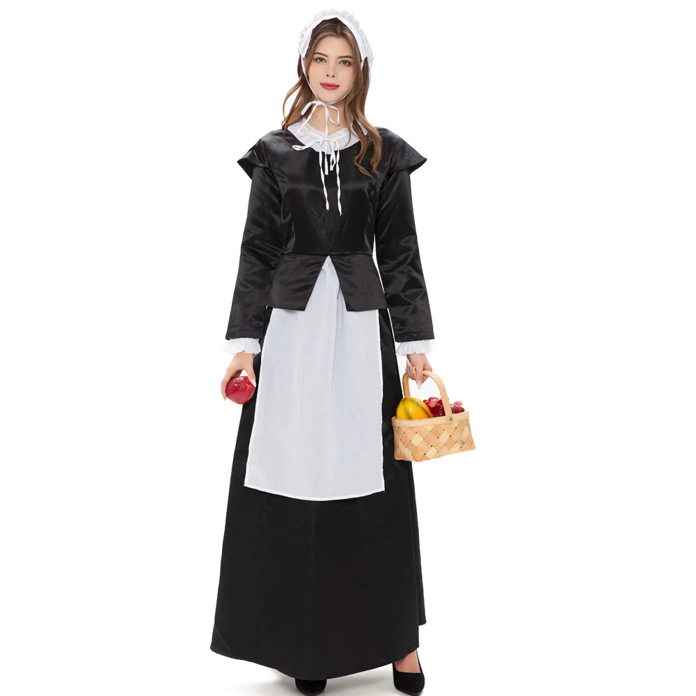 

Костюм горничной в европейском стиле, костюм горничной в винтажном стиле для сада, костюм с длинной юбкой, костюмы на Хэллоуин для женщин