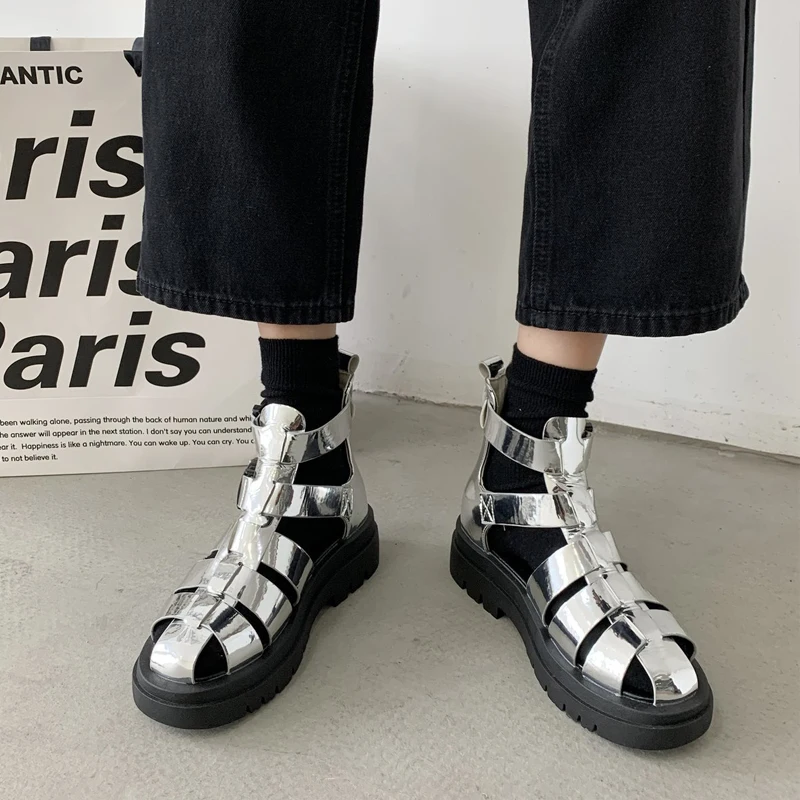 

Sandals for Women New Platform Women's Sandals 2021 New Summer Fashion Outdoor Beach Casual Hollow Female Shoes Black Silver