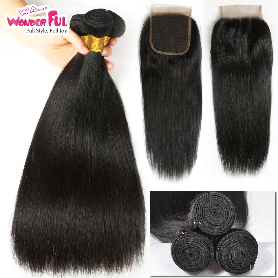 3 пряди из прозрачного кружева и застежка 28 дюймов человеческих волос с застежкой