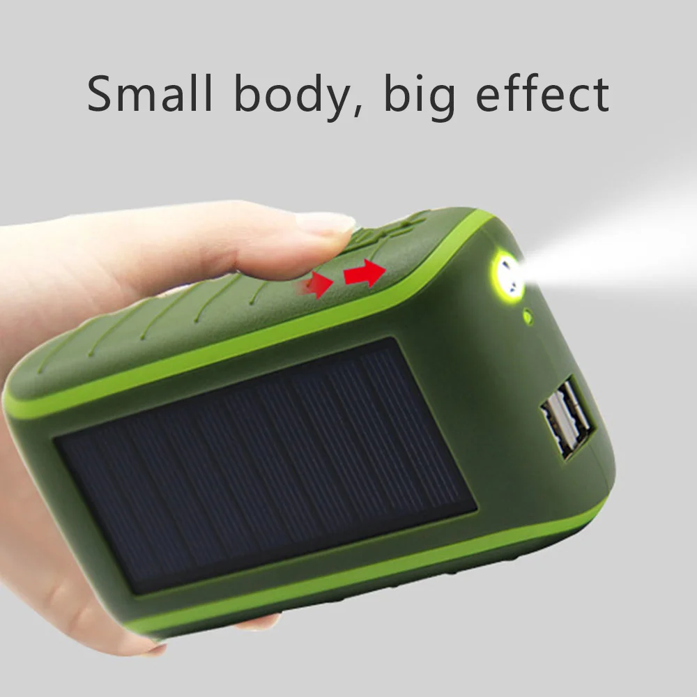 Solar Hand Crank Power Bank For Samsung S10 Waterproof LED Portable Dual USB PowerBank 6000/8000mAh External Battery Pack | Мобильные