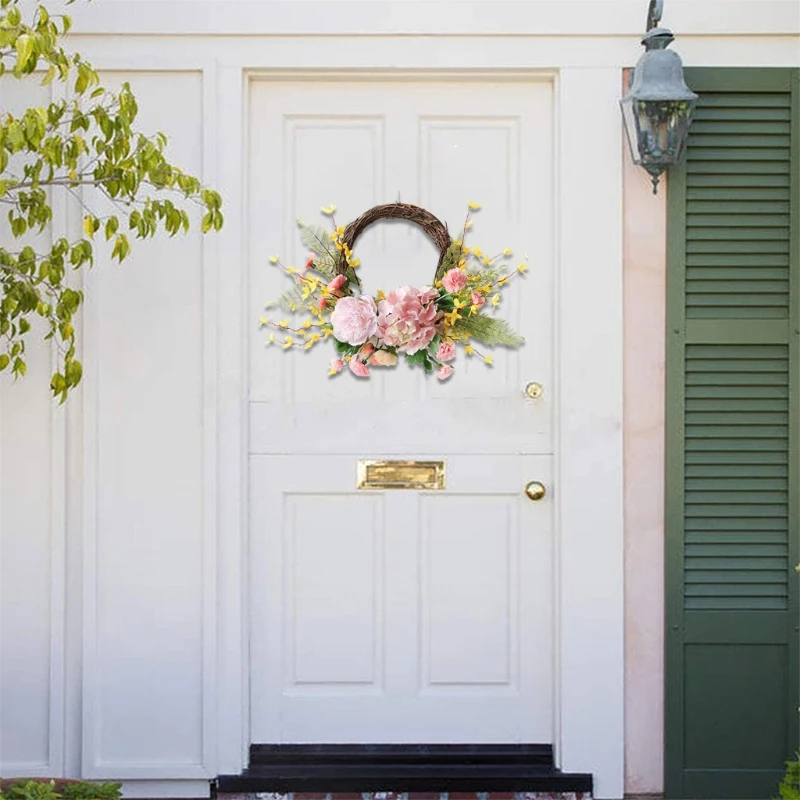 

Artificial Winter Jasmine Carnations Spring Flower Wreath for front Door Wedding