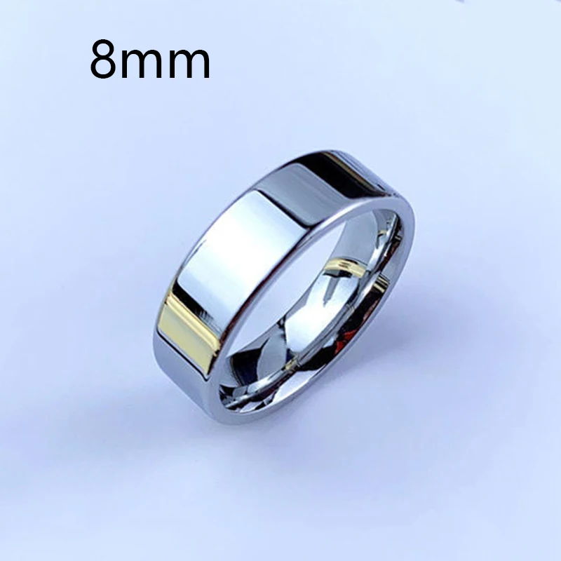 SHOUMAN 8mm 6mm Smooth Customized Stainless Steel Silver Color Ring for Women Men Custom Engrave Name Logo Lover Couple Jewelry